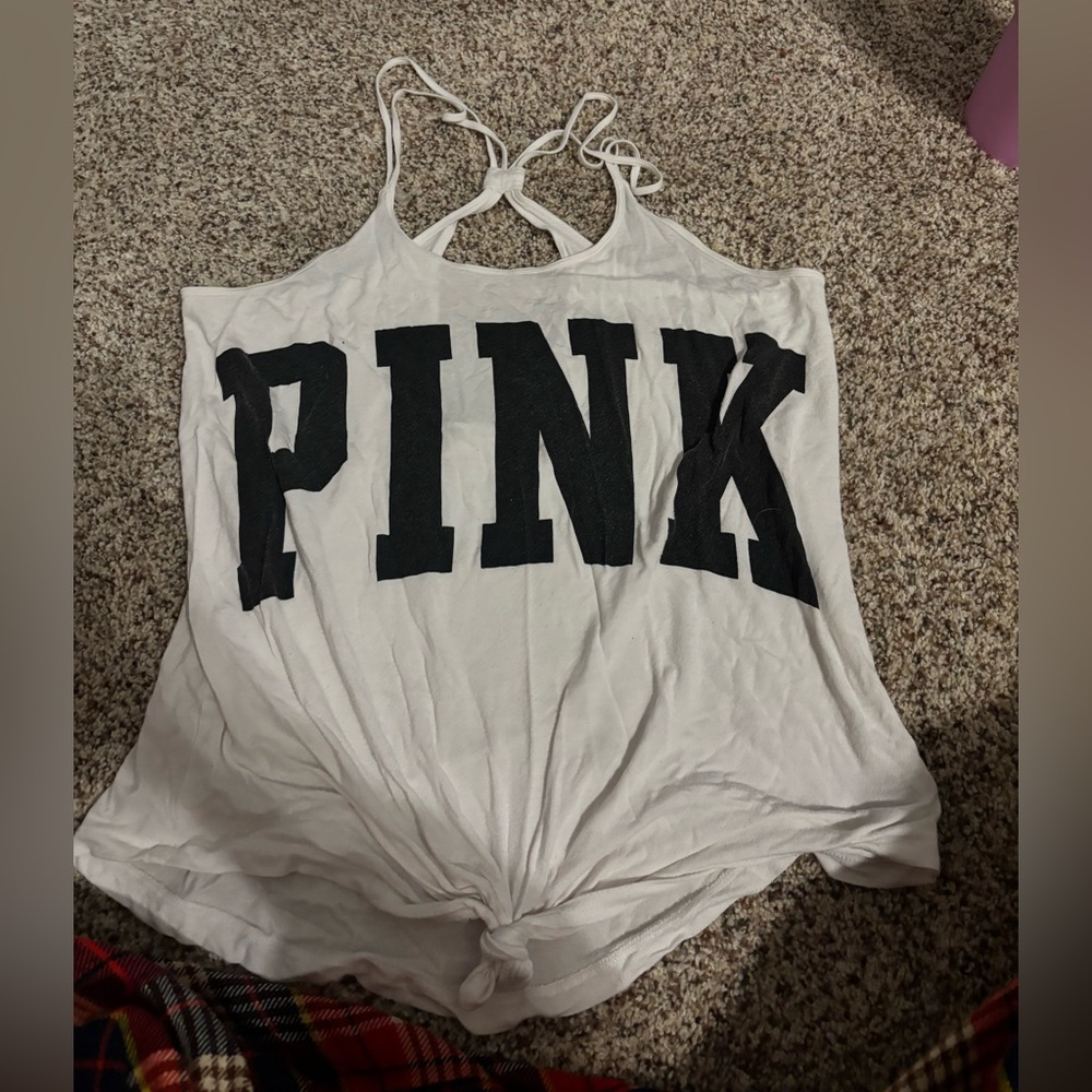 PINK White Women's Tank Top